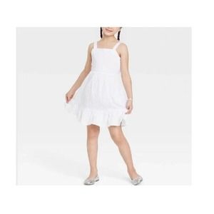 Girls' Tie-Back Sleeveless Woven Dress - Cat & Jack White Size XXL(18)